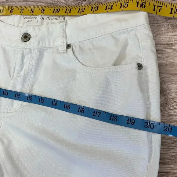 Liz Claiborne Jeans Boyfriend Fit Straight Crop Cuffed Size 10 White Mid Rise - Picture 13 of 16